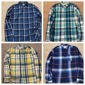 Aeropostale Men’s Bundle of 4 Button Down Plaid Shirts